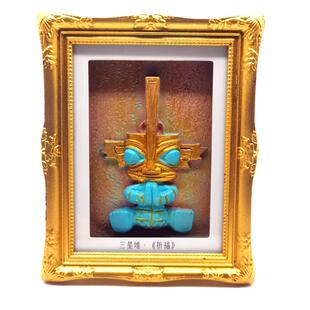 三星堆冰箱贴祈福神树神树脂手绘相框冰箱贴纸3d立体磁性贴摆件