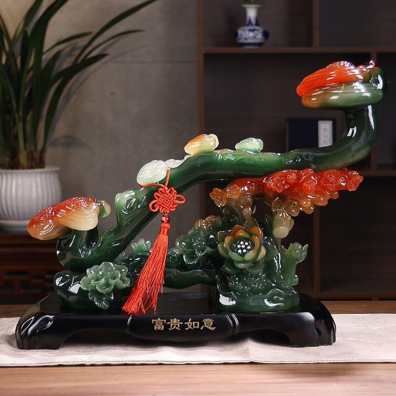 玉如意摆件招财客厅装饰品家居里酒柜现代摆件玄关桌上工艺品摆设