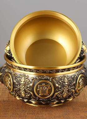 狮头聚宝盆铜工艺品铜摆件聚宝盆百福铜盆厂家