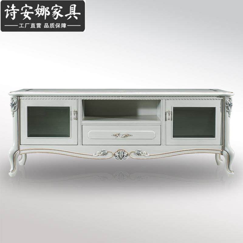 欧式电视柜茶几组合法式实手工木雕花地柜白色简约小户型客厅家具