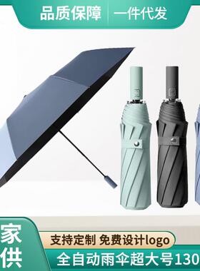 130cm全自动雨伞 超大号折叠伞27寸商务双人伞广告伞晴雨两用雨伞