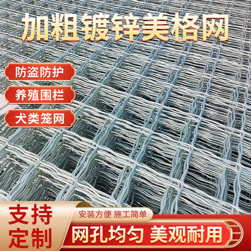 定制冷热镀锌美格网防盗阳台窗户菱形美格网狗笼子焊接养殖网片