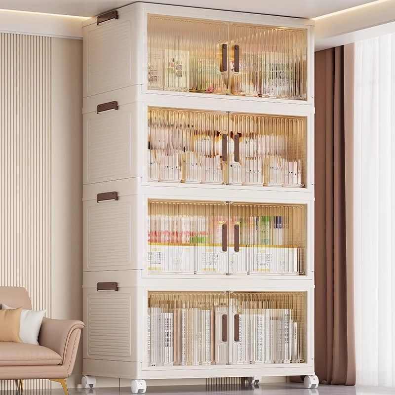 家用大容量收纳箱折叠收纳柜子文件储物箱卧室客厅零食置物架带轮