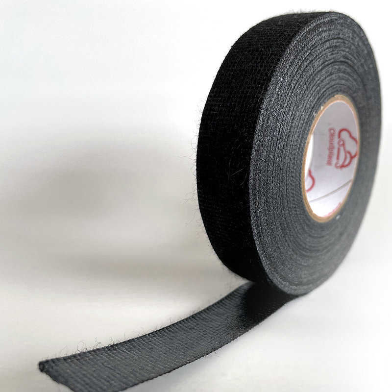 黑色汽车绒布线束胶带耐磨耐温高粘性胶车用隔音降噪布基胶带批发