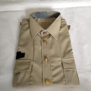 全新短袖男外长袖衬衣火土黄色衬衣短袖上衣金属扣工作服衣服免烫