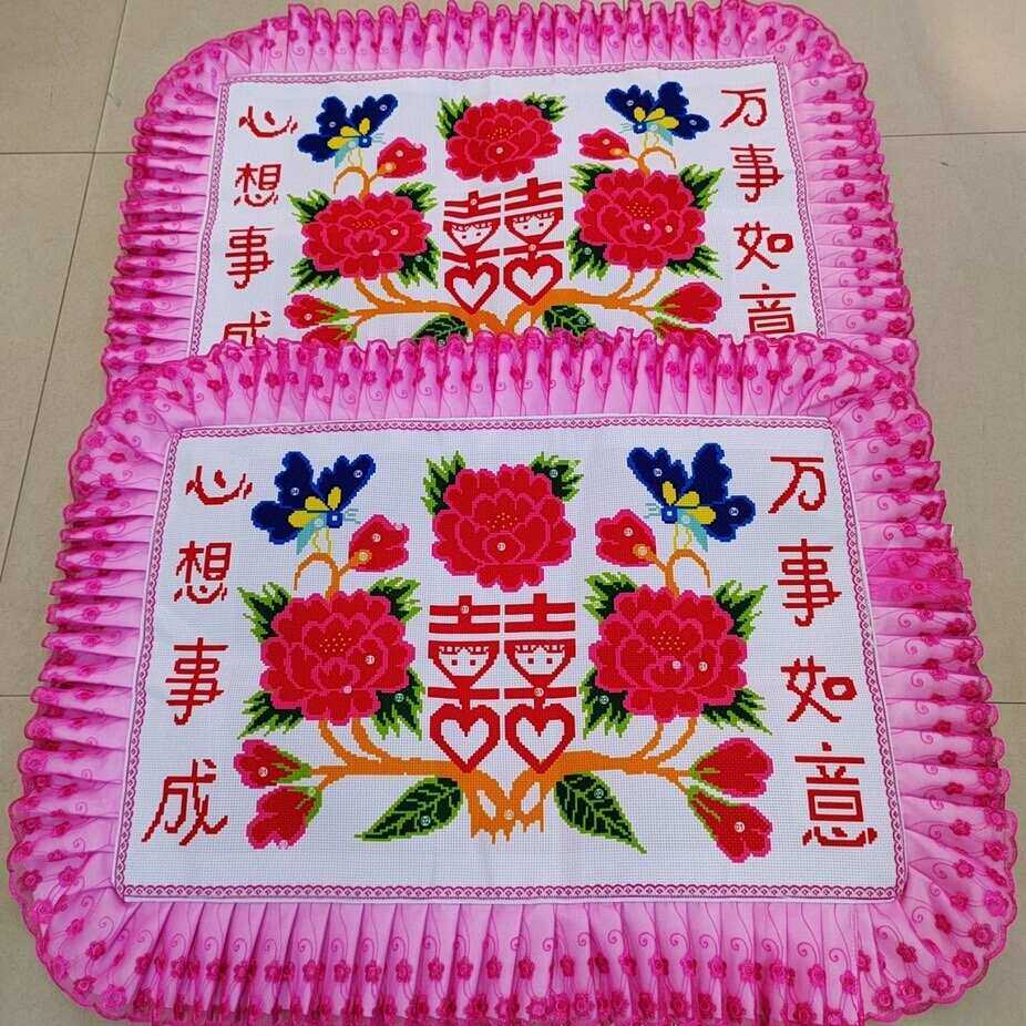 2023新款单人枕套民族风情十字绣枕头花对枕5D精准印花结婚卧室