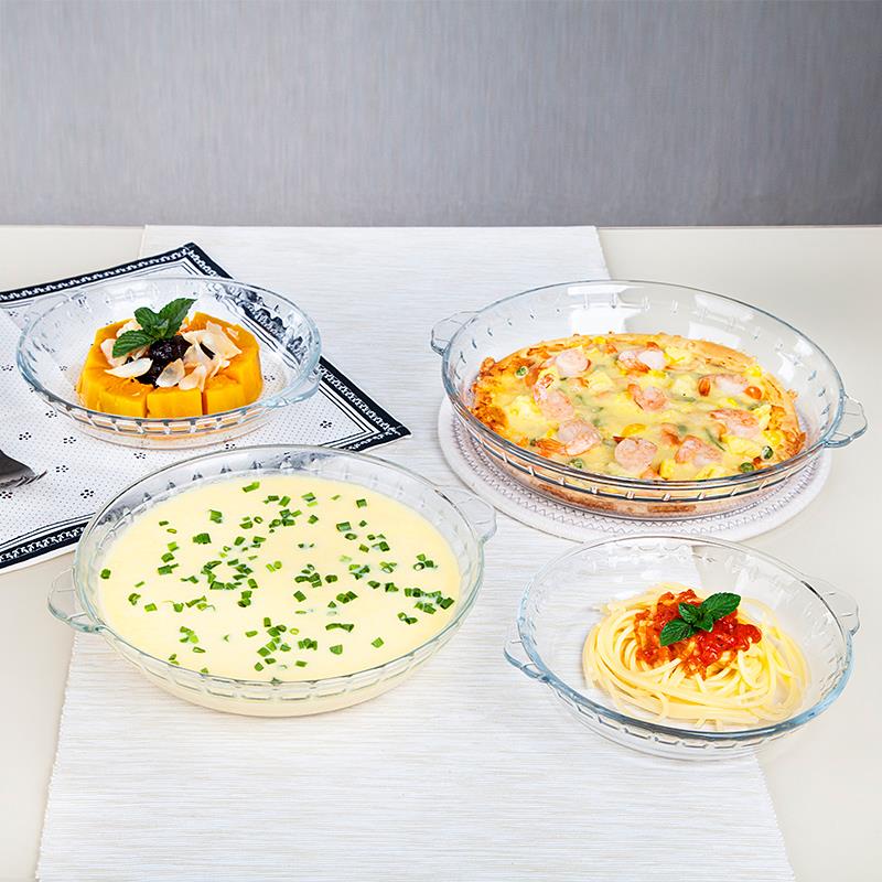KE3C钢化玻璃盘蒸蛋水果盘菜盘子炒饭家用餐具微波炉烤盘碟耐热蒸