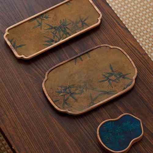 胡桃木织锦云纱香云纱茶盘新款实木带防水茶席中式布艺干泡壶承盘