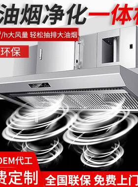 商用大吸力抽油烟机净化器一体机厨房环保低空排放不锈钢油烟机
