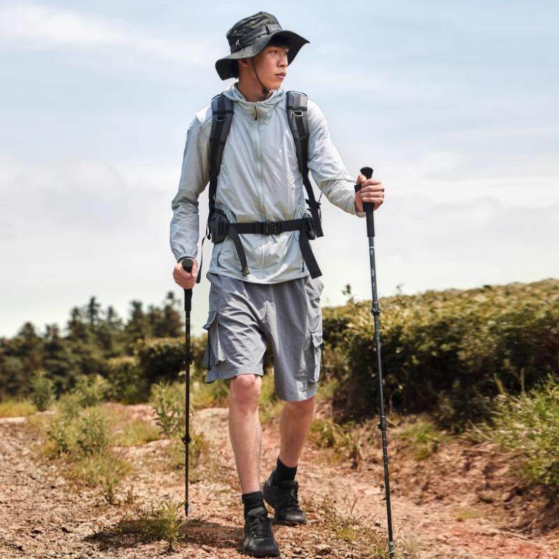 原始人碳纤维登山杖手杖专业户外爬山拐仗碳素超轻伸缩防滑棍儿童