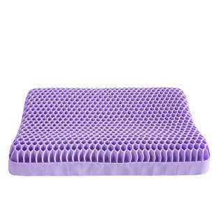 批发TPE果胶无压枕高弹紫色网格枕头水洗释压深睡夏凉凝胶蜂窝枕