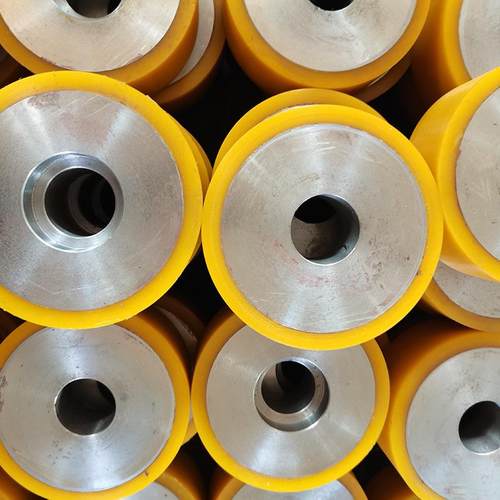 工厂耐磨轮承重不脱胶送PU包胶轮聚胶氨酯包胶物流输OFB轮包滚轮