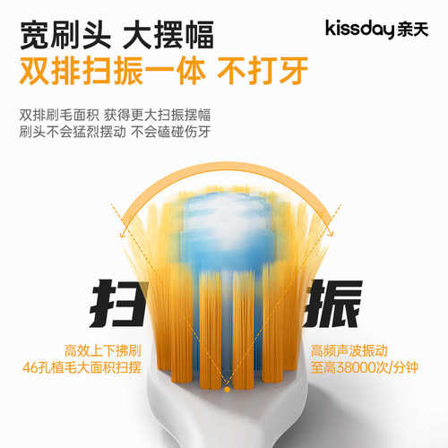 （仅适配亲天牙刷）亲天软毛大刷头凸面穹顶三重植毛宽刷头支装