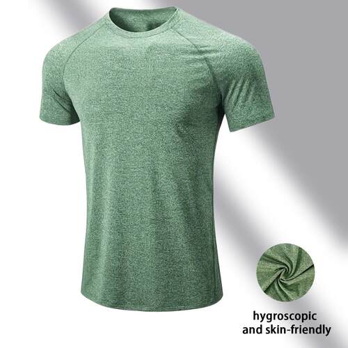 Men's tight fitting round neck stretch sports T-shirt
