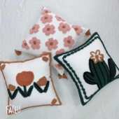 田园风花卉藤蔓刺绣抱枕北欧风酒店装 饰靠枕办公室沙发帆布靠垫套