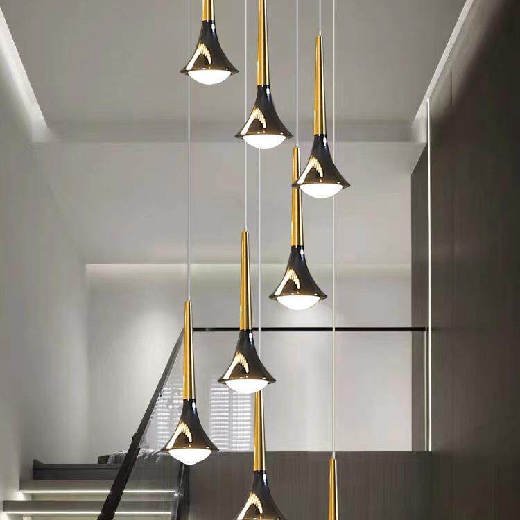 楼梯灯长吊灯简约复式楼轻奢挑空客厅大别墅旋转楼梯间北欧loft灯