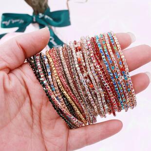 5Pcs/Lot Elastic Crystal Bracelets 2mm Charming Gold Color C