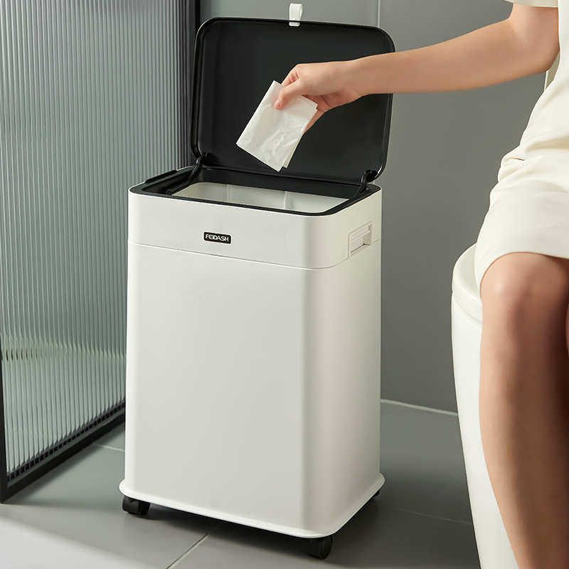 家用带盖自由升降垃圾桶大容量办公室客厅创意可移动高颜值卫生桶
