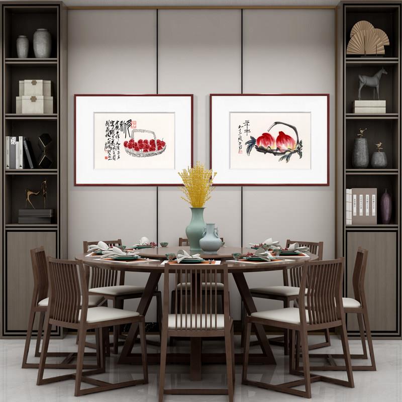 齐白石新中国风装饰画中国画现代餐厅餐厅墙面装饰挂画客厅卧室墙