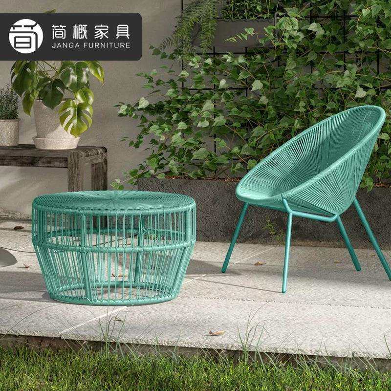 户外花园桌椅三件套别墅庭院休闲藤椅茶几组合露天网红阳台小桌椅