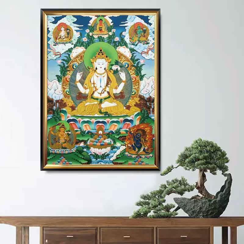 唐卡寓意招财菩萨挂画大日如来画像客厅装饰画释迦牟尼中堂玄关画