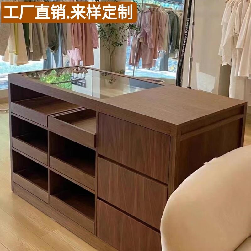 复古法式中岛桌展示台服装店铺收银柜台边柜陈列装饰收纳柜鞋柜斗
