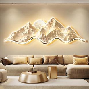 轻奢日照金山客厅装饰画高档大气沙发背景墙挂画肌理感卧室壁画灯