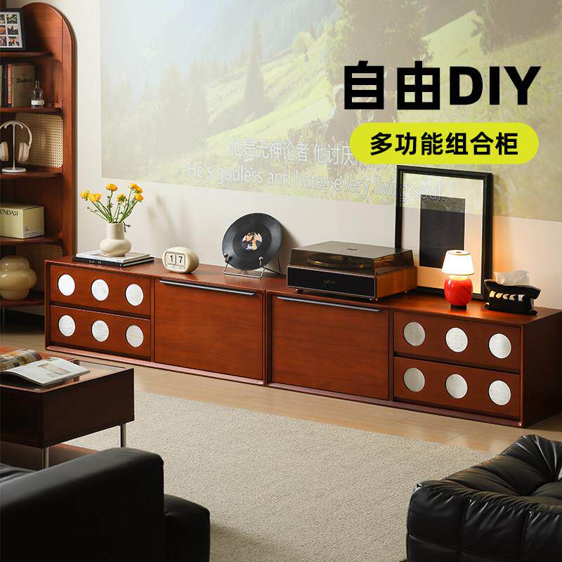 小万家具/实木电视柜模块组合边柜收纳柜客厅卧室家用斗柜收纳柜