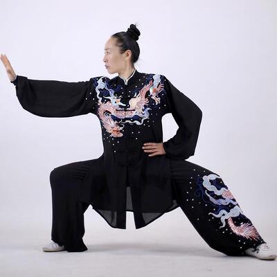高档马蕾太极新款出表演服演蛟出服加长版型团队个人比赛服纱绣龙