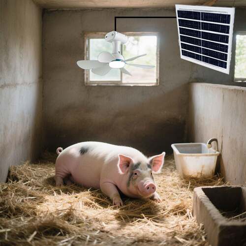 太阳能扇灯牲畜棚专用养殖场降温防多水风档速猪牛羊狗风鸡吊扇