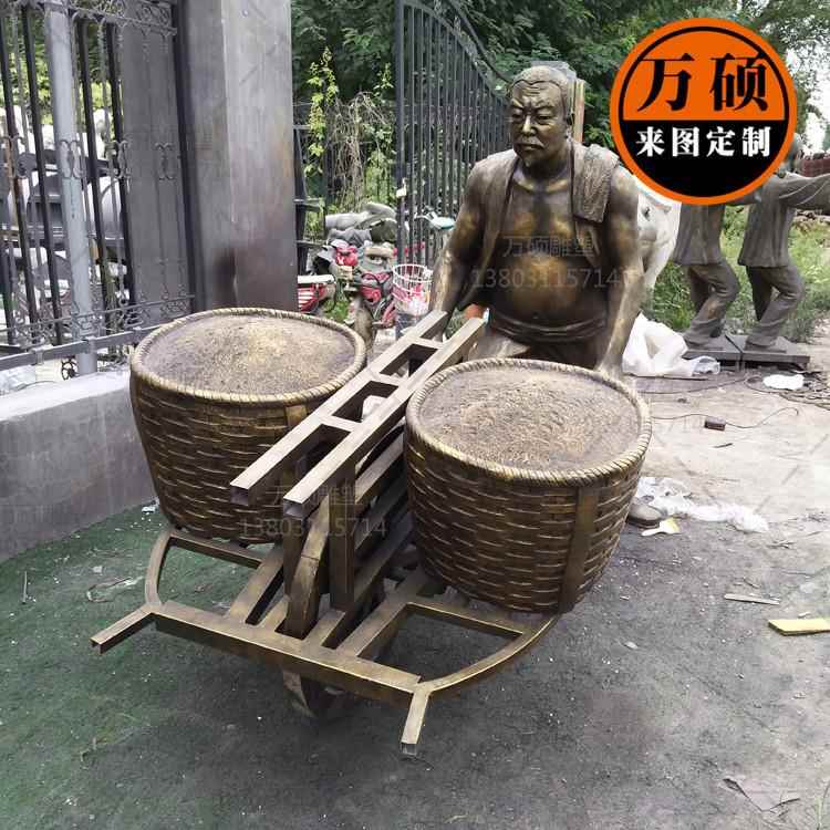 玻璃钢仿铜人物雕塑商业街广场推车卖货郎雕塑装饰小品摆件现货
