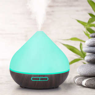 400ml 木纹香薰机裂纹火山加湿器 七彩扩香芳香器 AROMA DIFFUSER