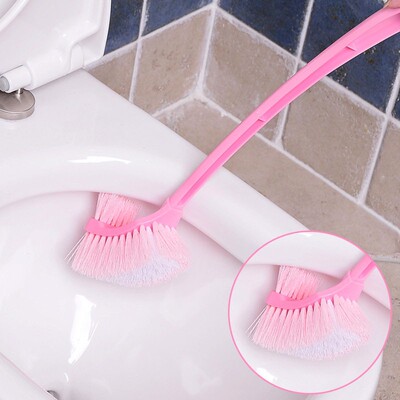 Dual-Head Toilet Brush with Long Handle and Stiff Bristles -