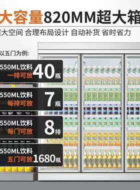 商用冷柜冰箱饮料展示柜便利店大容量保鲜冷藏柜四门分体式机冰柜