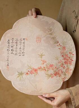新式双面织锦云纱茶茶VD8403CC席桌圆形海中棠干泡垫茶几桌旗布防