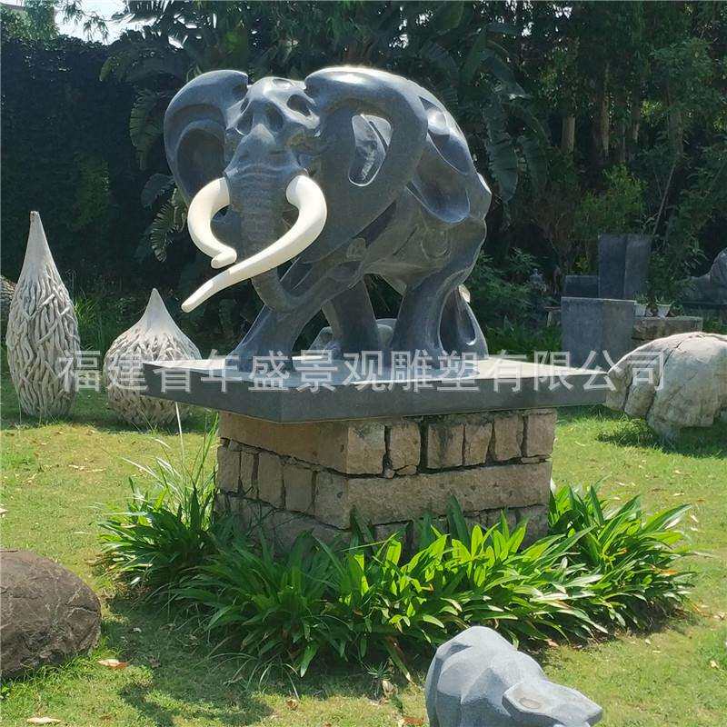 石雕仿古大象 园林景区摆件 福建省石象厂家
