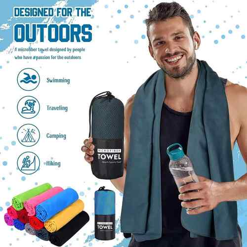 Microfiber Towel With Mesh Bag, Quick Drying Absorbent Towel