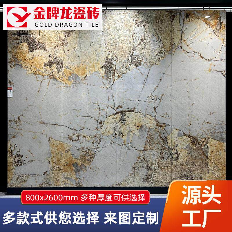 佛山800*2600大规格岩板瓷砖连纹现代客厅电视背景墙砖白岩板磁砖
