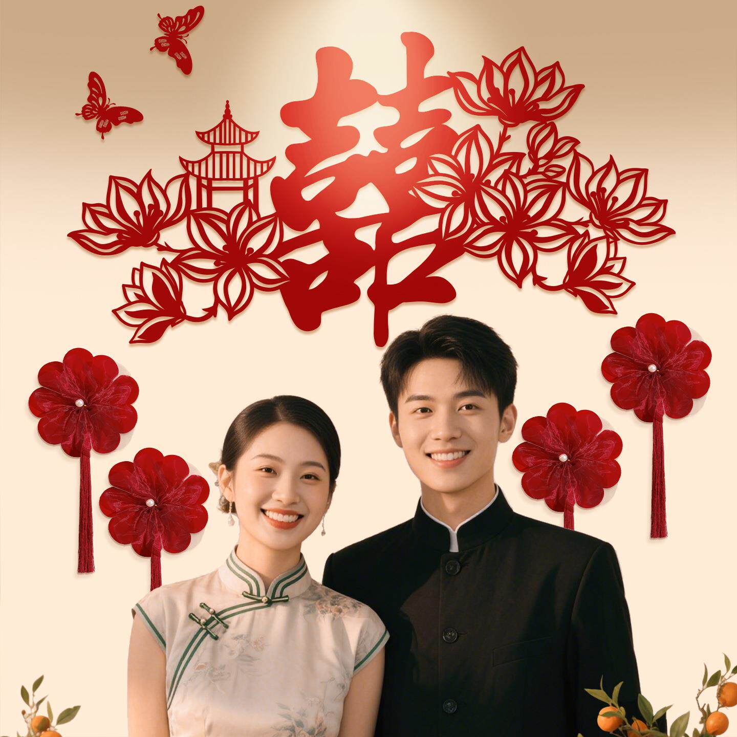 新款直销结婚专用喜字婚房布置套装男方女方新房卧室装饰长条囍字
