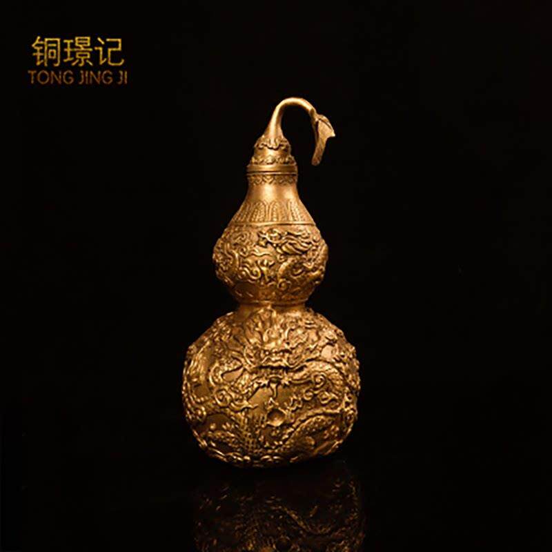纯铜龙纹葫芦九龙开盖口铜葫芦化解保平安风水客厅玄关摆件工艺品