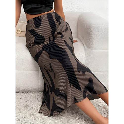 P 24379 Vintage Print Midi Skirt 复古印花半裙跨境速卖通