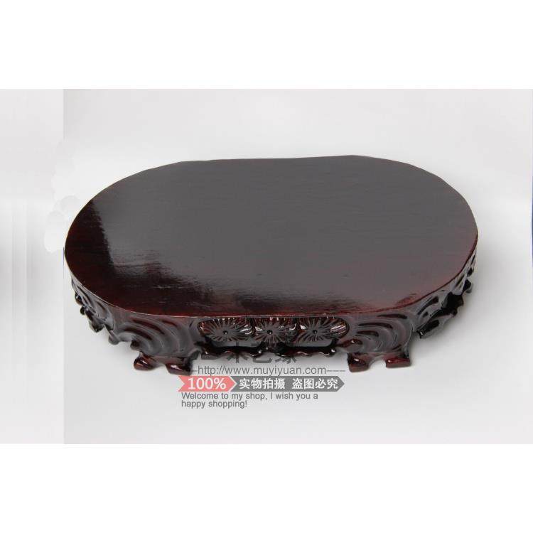 正品实可木底座圆形木雕奇石底座像挖椭槽木质鱼缸酒坛佛盆景摆件