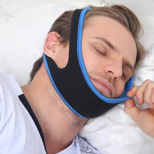 Exposed chin anti snoring strap, chin rest strap, anti