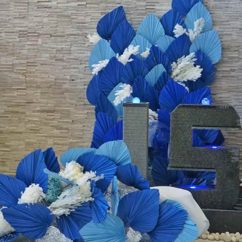 插花艺装饰布置刷漆蒲扇叶子干 干燥花婚庆彩色扇子永生花蒲葵叶