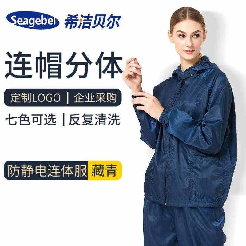 seagebel防静电分体服防尘防护无尘服电子厂无尘车间工作服连帽实