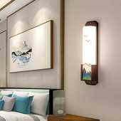 全铜新中式 饰灯具 实木壁灯客厅电视背景墙灯中国风卧室床头书房装