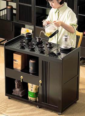 移动新中式茶台茶桌茶水柜一体家庭办公室适阳台客厅全功能茶几
