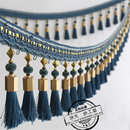 花边交叉吊穗 窗帘配件辅料 金色吊穗流苏花边 楚脉