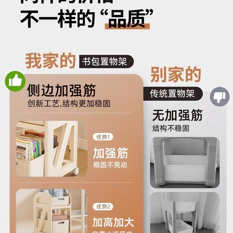 放书包置物桌架小推架车书本收纳家用多层下包收纳TPL可移动书架