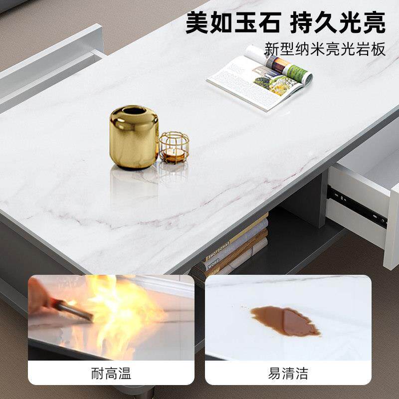 全木北欧茶几户型柜电视组合小桌子轻奢现代简约家实用小客实木厅